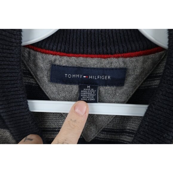 Vtg Tommy Hilfiger Mens M Faded Striped Color Block Thermal Knit Sweater Vest - Picture 4 of 10